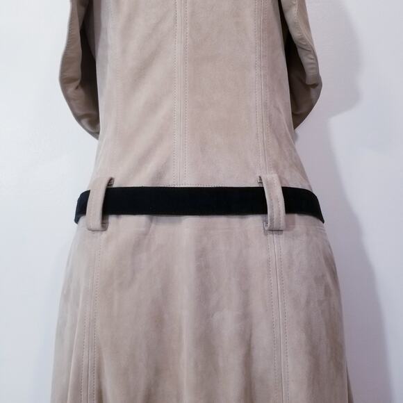 RARE Alexis 100% Genuine Leather Suede Belted Halter Dress with Side pockets - Picture 10 of 16